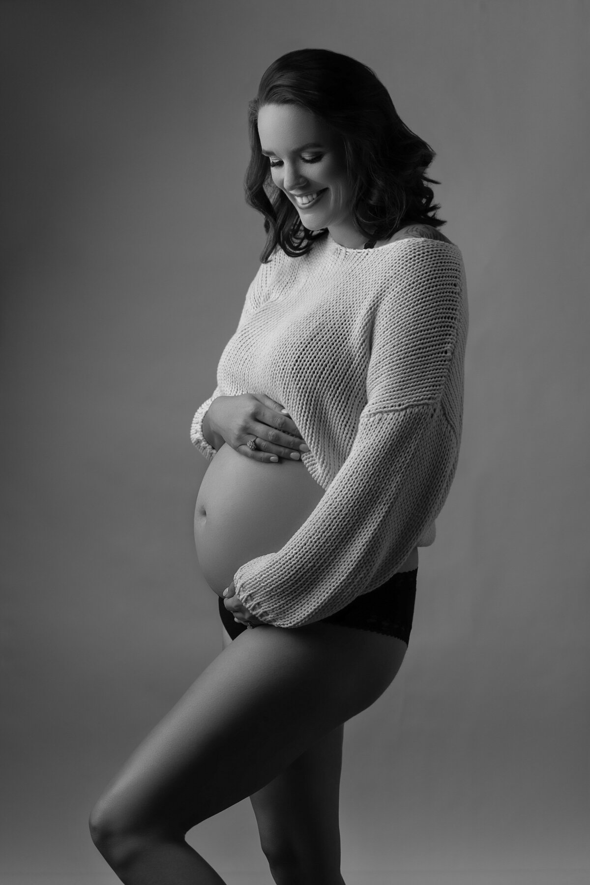 In BW Raleigh NC Maternity Portrait Photographer 3