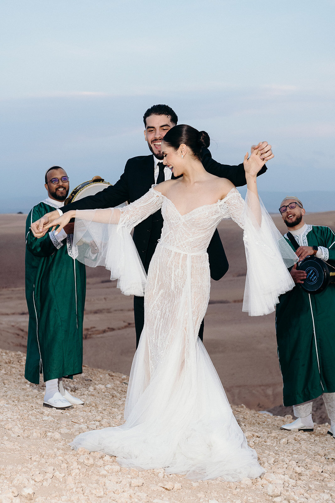 Sunset wedding ceremony in the Agafay Desert
