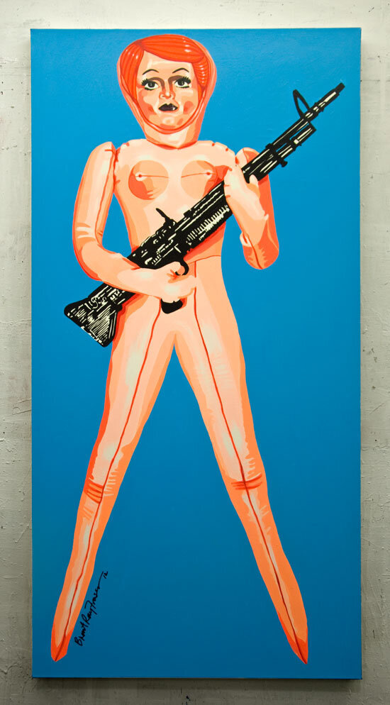 Brent Ray Fraser Militant Sally, 2012 -  Acrylic on stretched canvas 30x60 Live Art Show The Bullet Licker NYE 2012