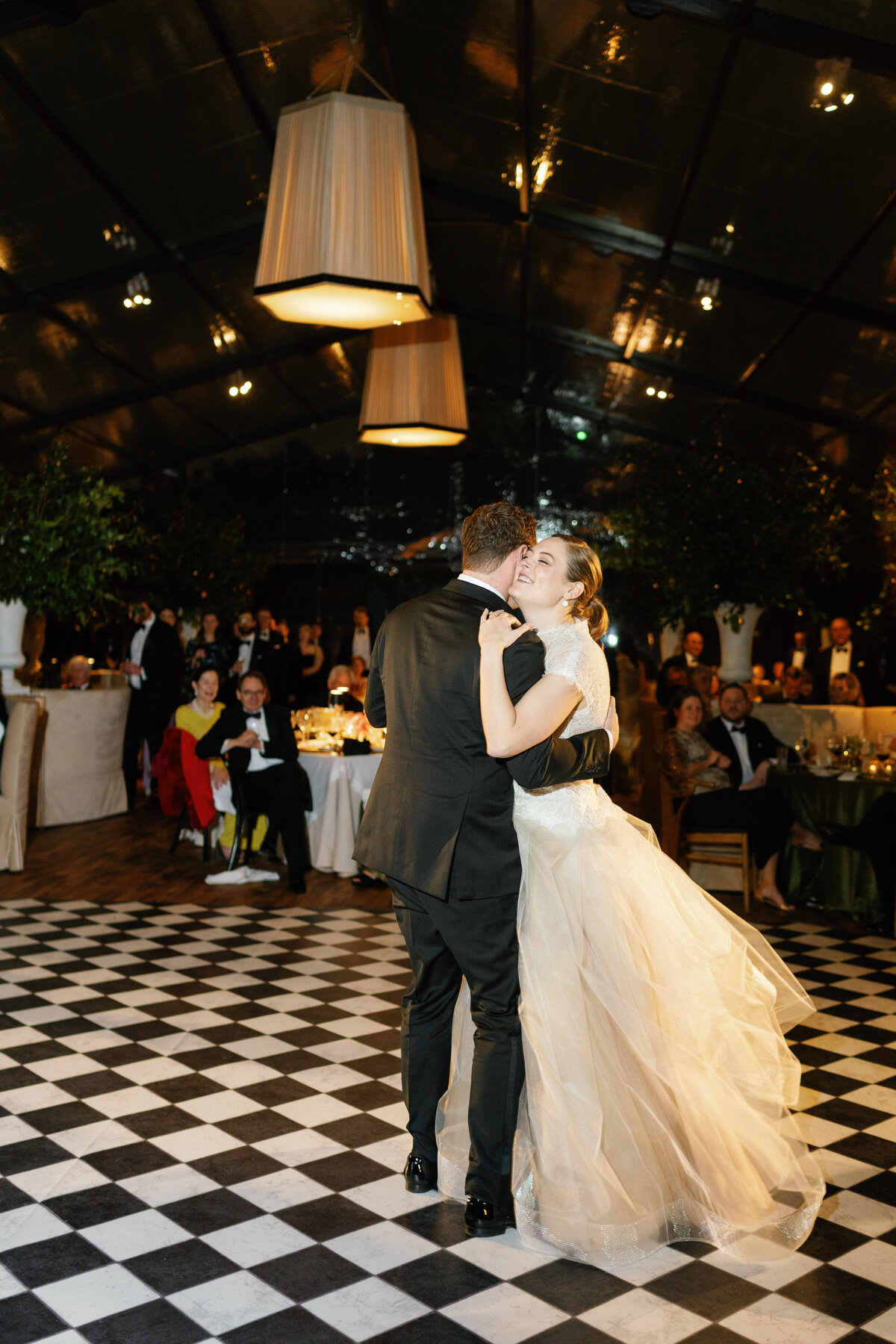 Bride and groom on the dancefloor at their wedding weekend in Dallas