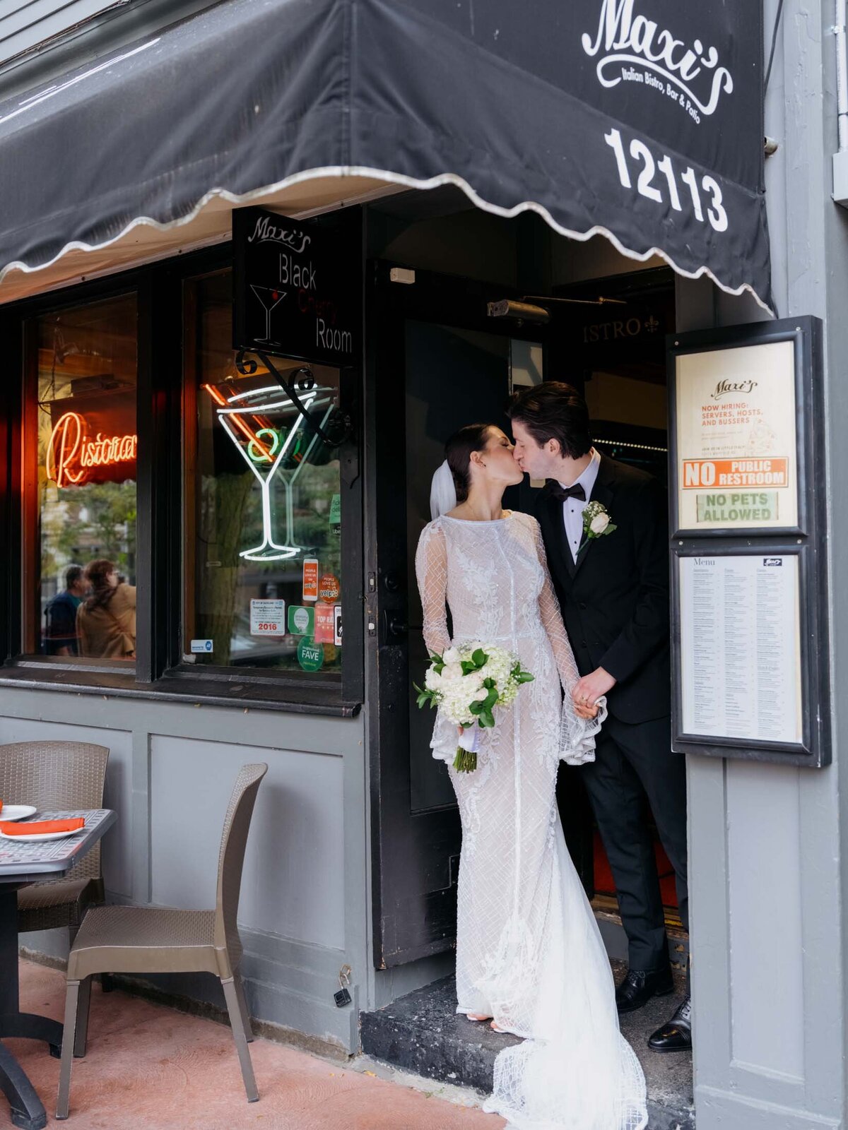 Bride and groom at Little Italy in Cleveland Ohio