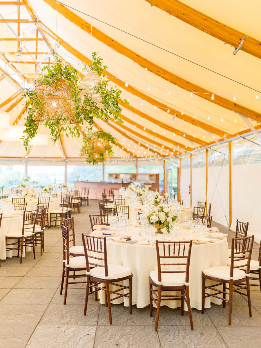 Tented wedding reception details at Castle Hill Inn in Newport, RI.