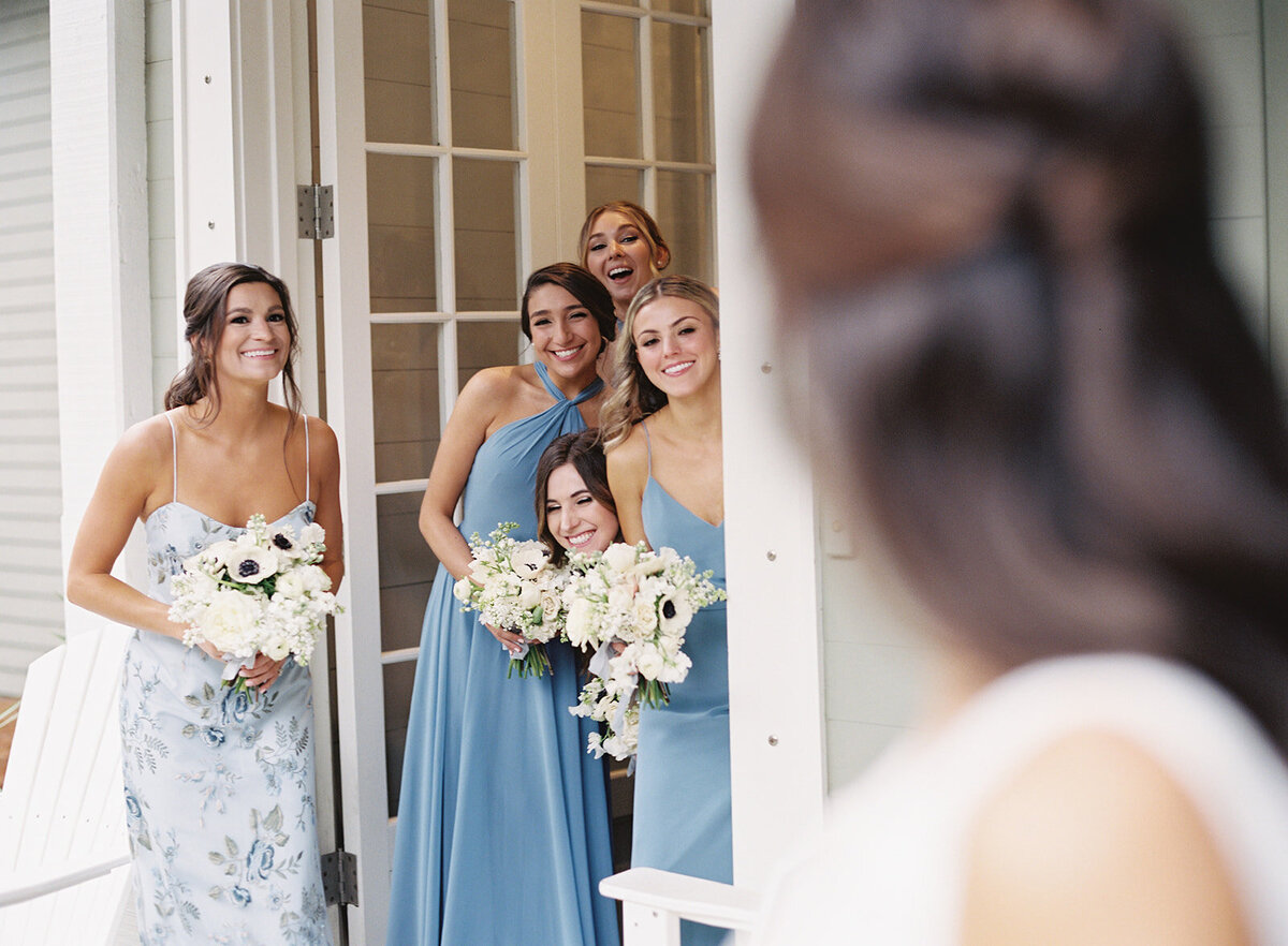 watercolor-wedding-bride-bridesmaids-blue-dresses