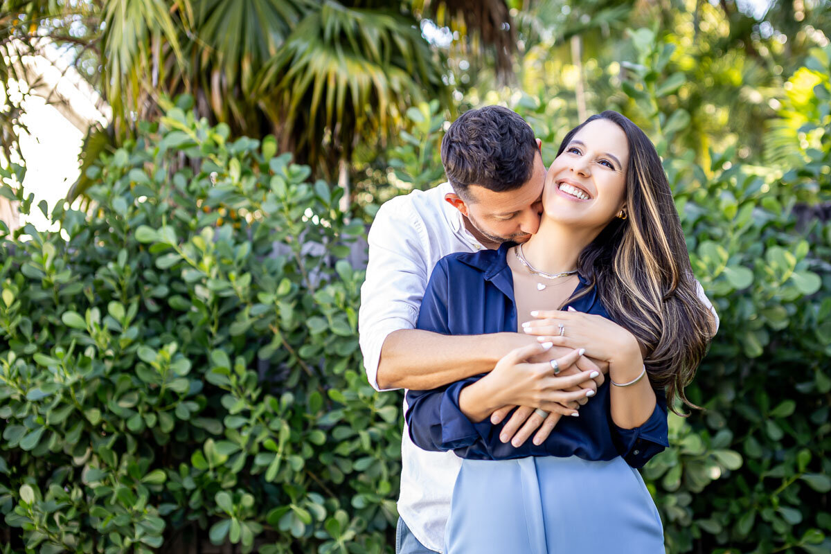 Couple hugging happily