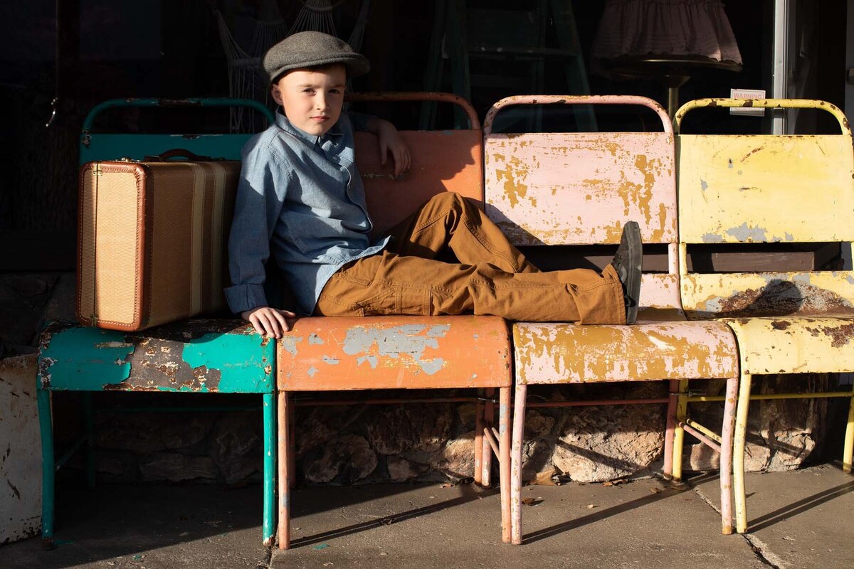 vintage child with suitcase