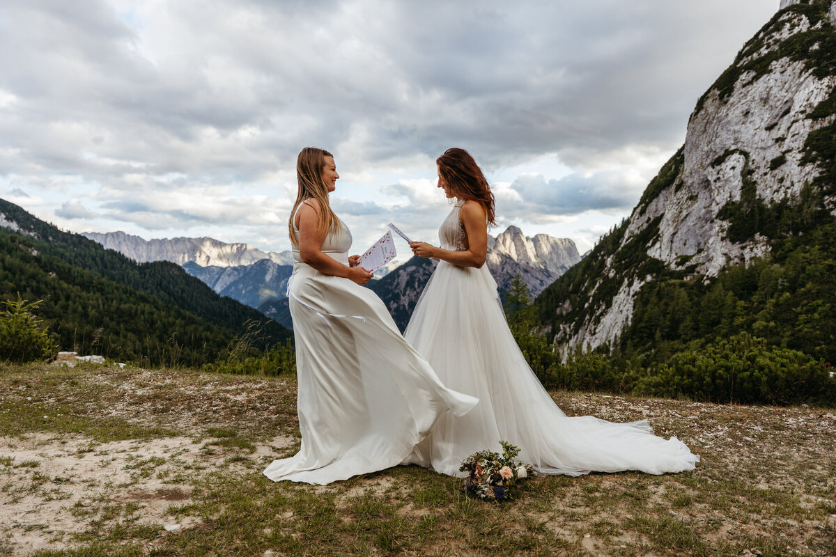 Romantic couple mountain elopement Slovenia