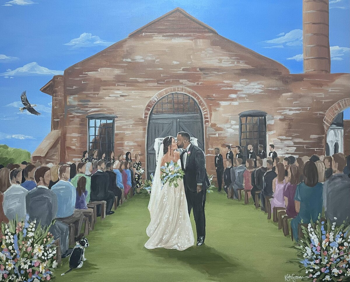 painting of bride and groom