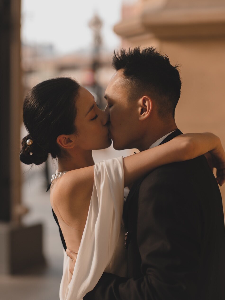 Pre-wedding photoshoot. The Londoner, Macau. Reem Acra - Breakfast at Tiffany’s.
