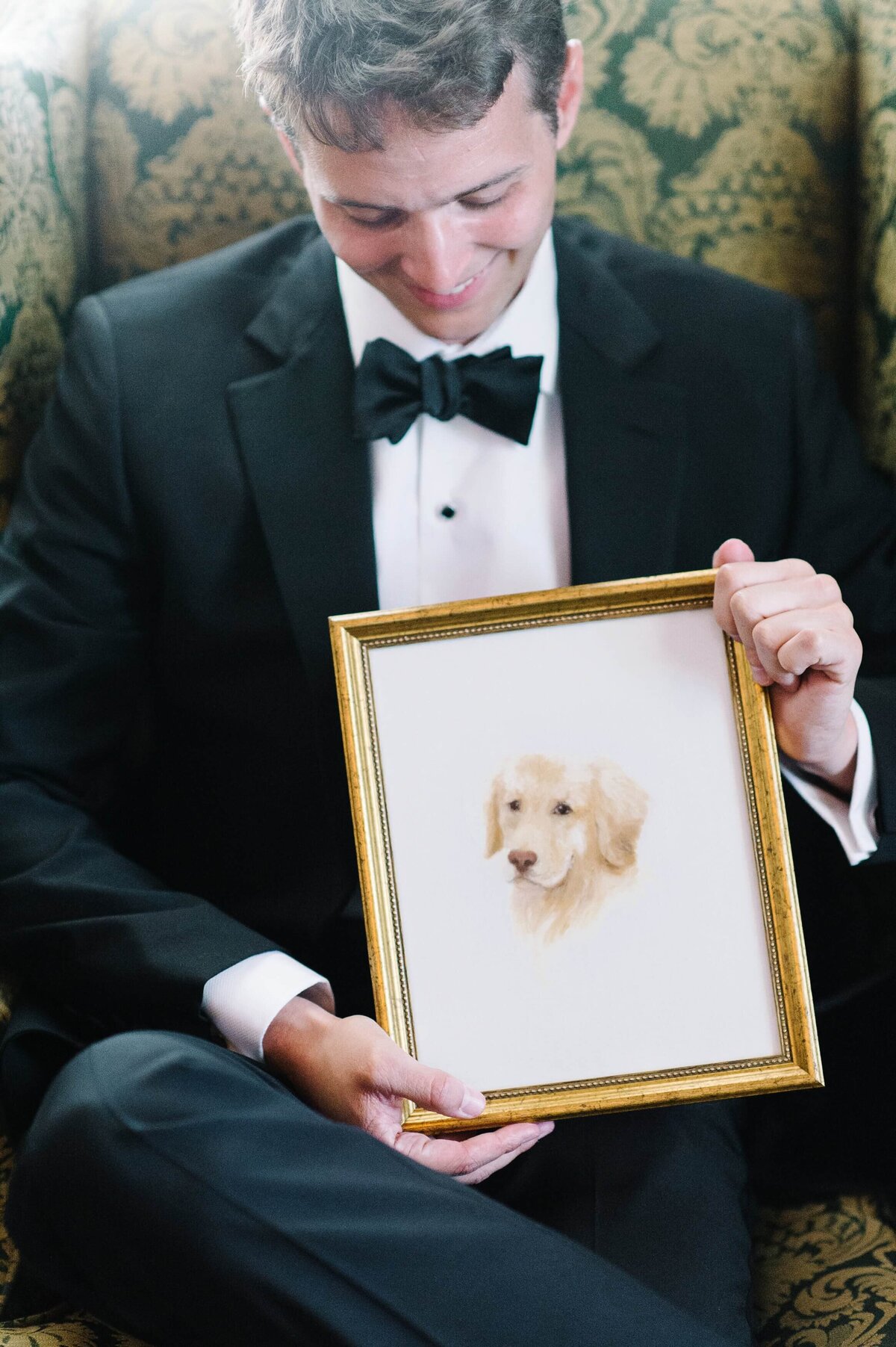 groom with dog portrait