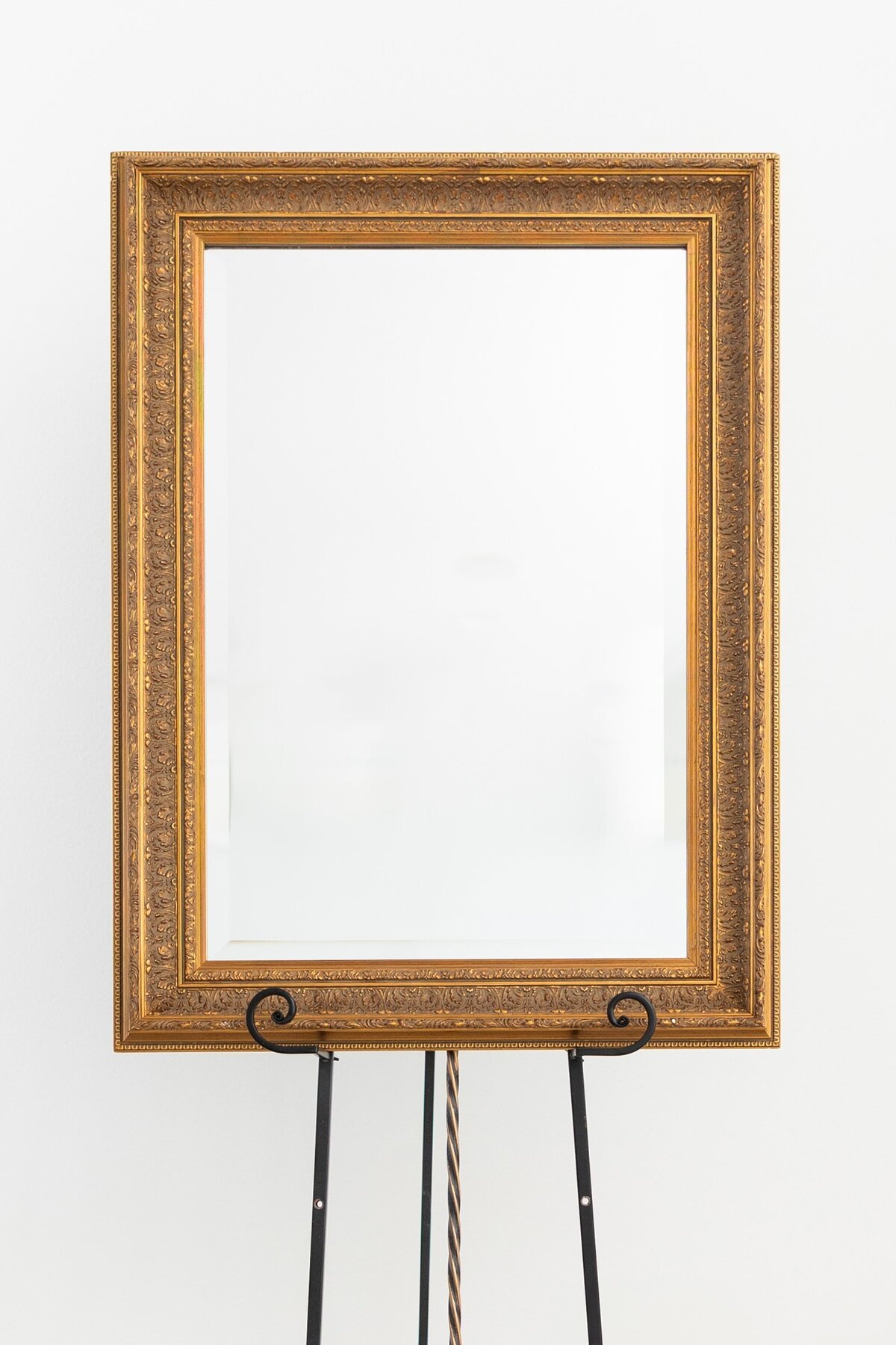Medium gold mirror with ornate border 