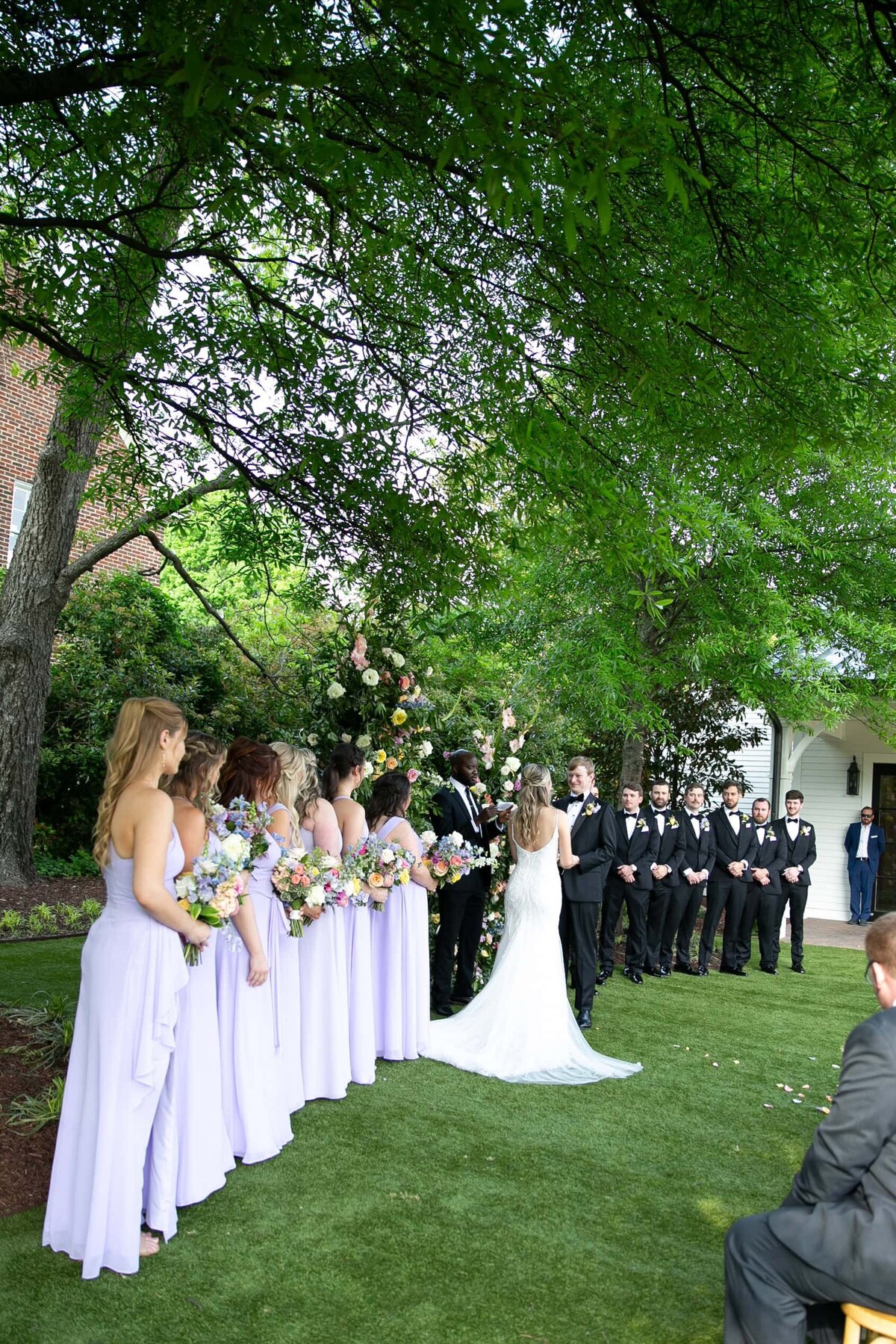 Wedding party at a wedding at Merrimon-Wynne in Raleigh, NC.