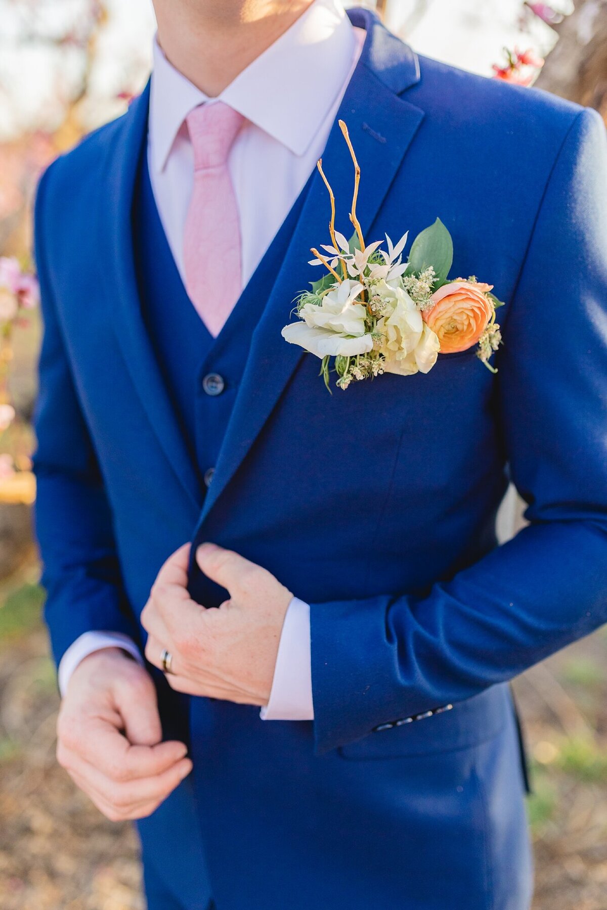bright navy blue suit for grooms
