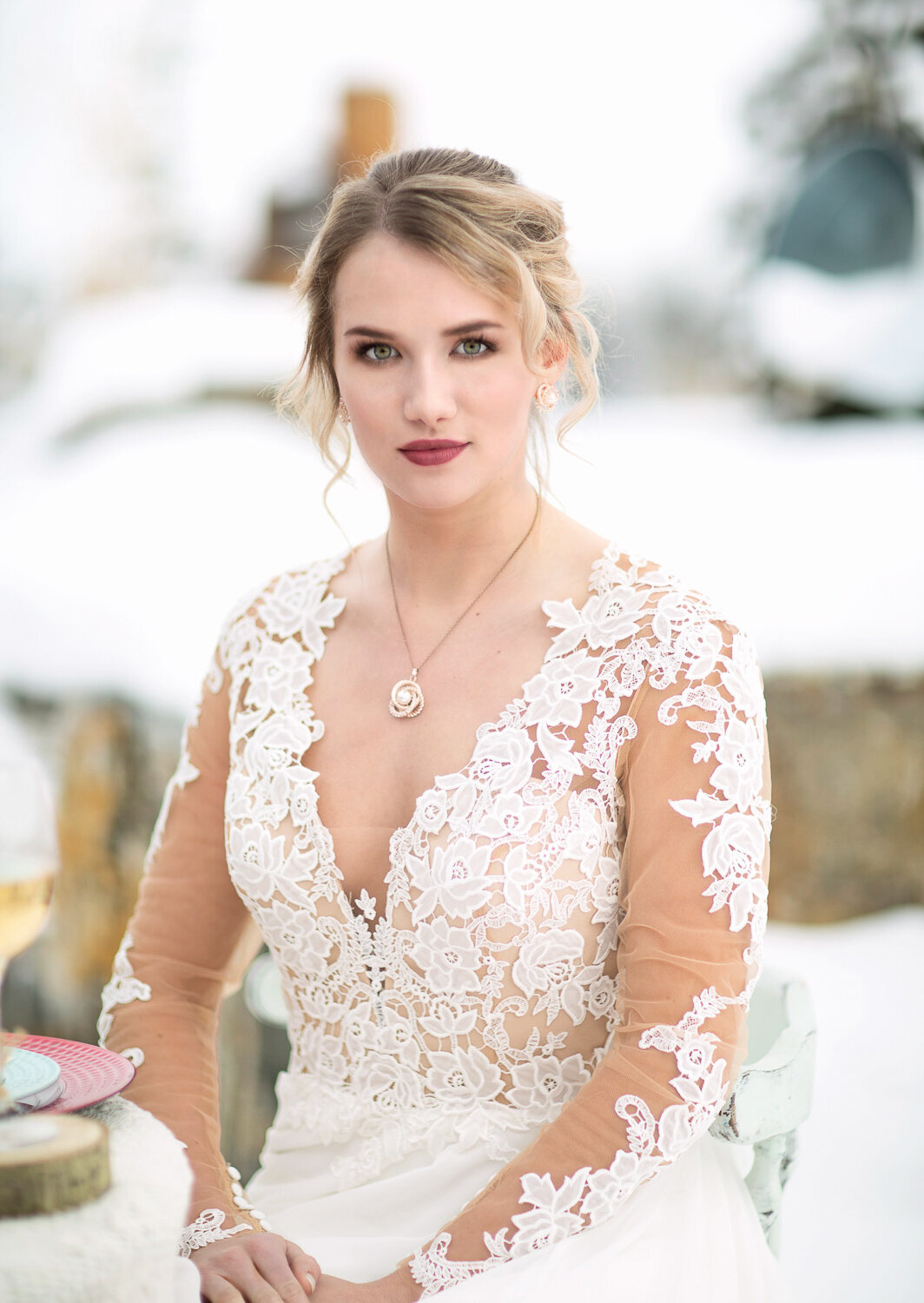 Classic bridal hair and makeup by Amplified Artistry, romantic & professional Calgary hair and makeup artist, featured on the Brontë Bride Vendor Guide.