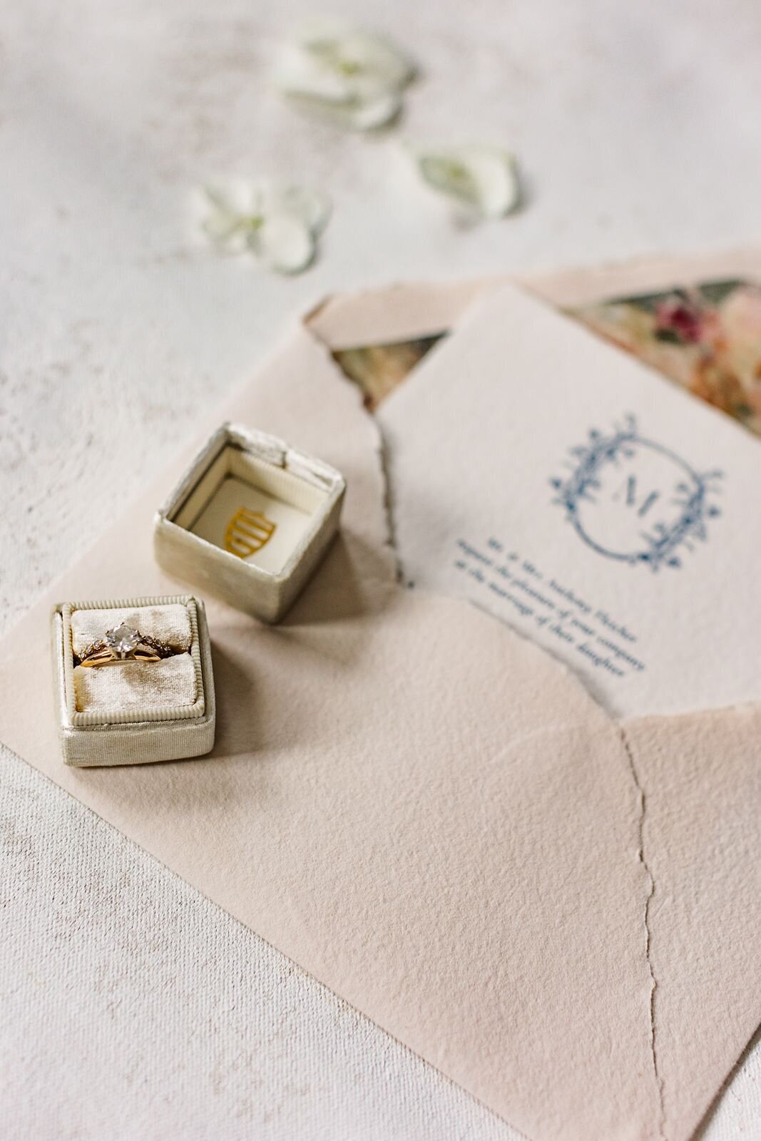 wedding invitation with mrs ring box and wedding ring