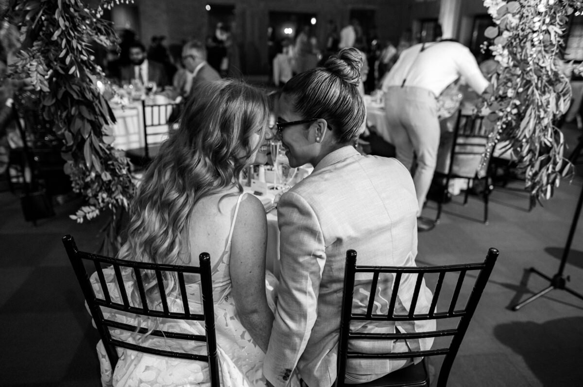 Two brides at their reception at LGBT same sex wedding Lancaster, PA