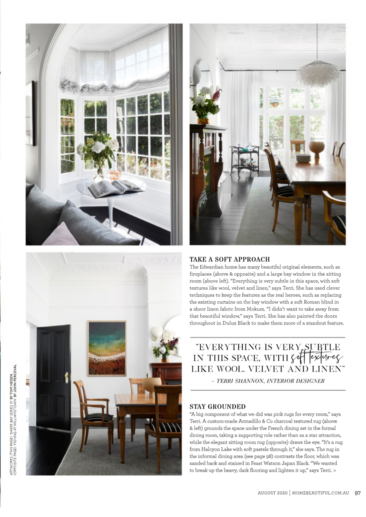 Contemporary dining room interior styled by Lisa Hunter Interiors for media feature