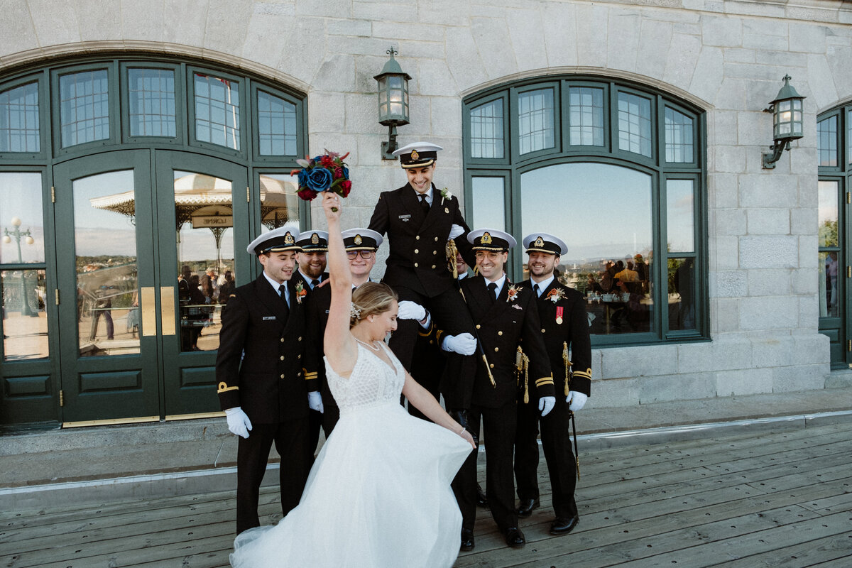 image from a navy wedding in old quebec city