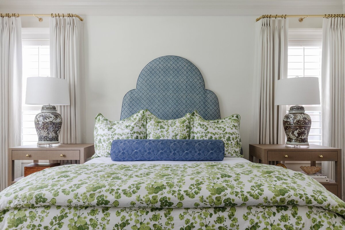 oyster creek studios oak forest remodel green floral bedspread with blue pillow