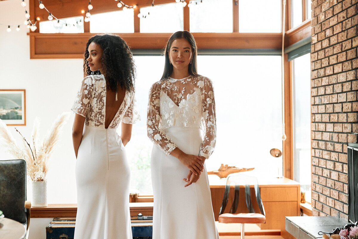 Gorgeous and modern lace bridal gowns from Park & Fifth, a modern bridal boutique based in Calgary, Alberta. Featured on the Brontë Bride Vendor Guide.
