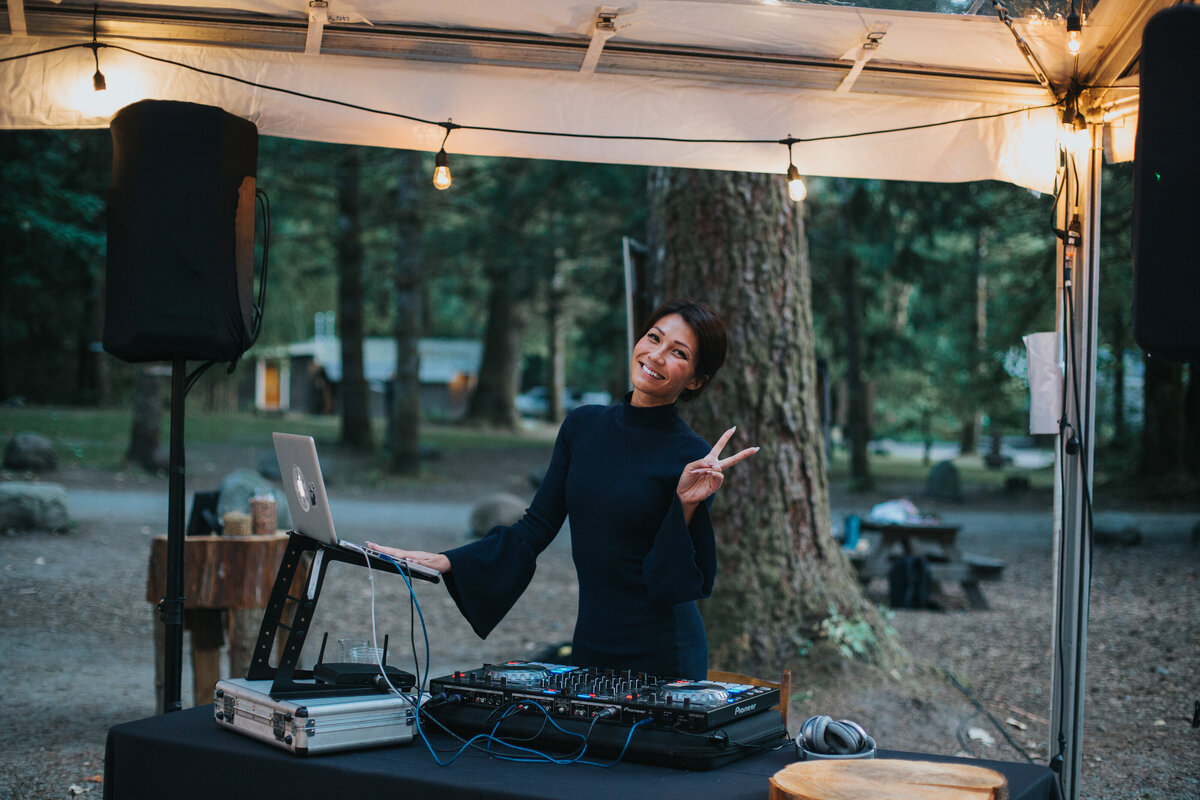 DJ Pri DJing in Squamish Wedding on Campgrounds