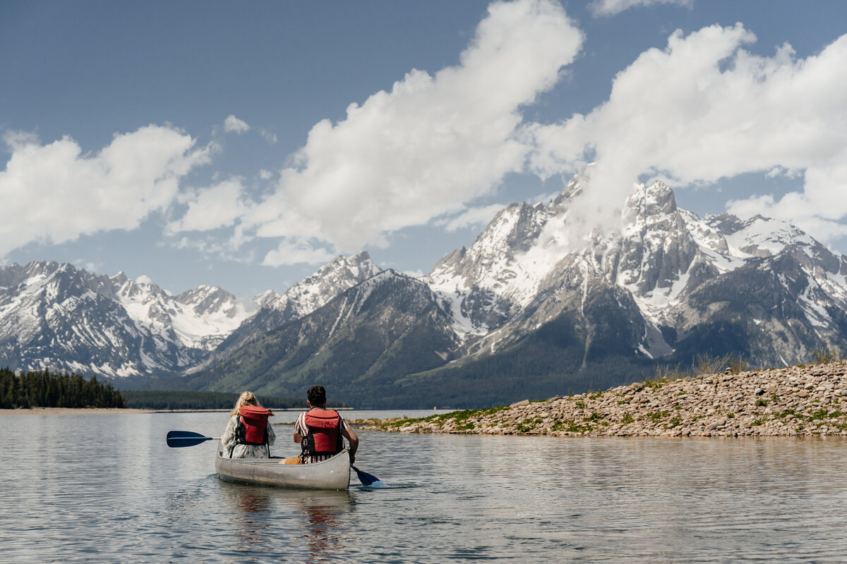 A couple canoes in Grand Teton National Park.