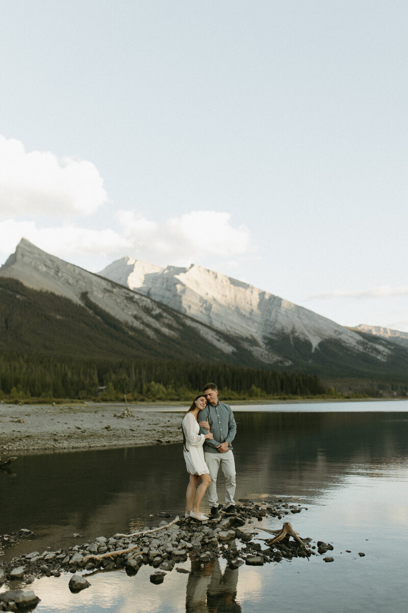 couple's engagement photo outside near calgary canada