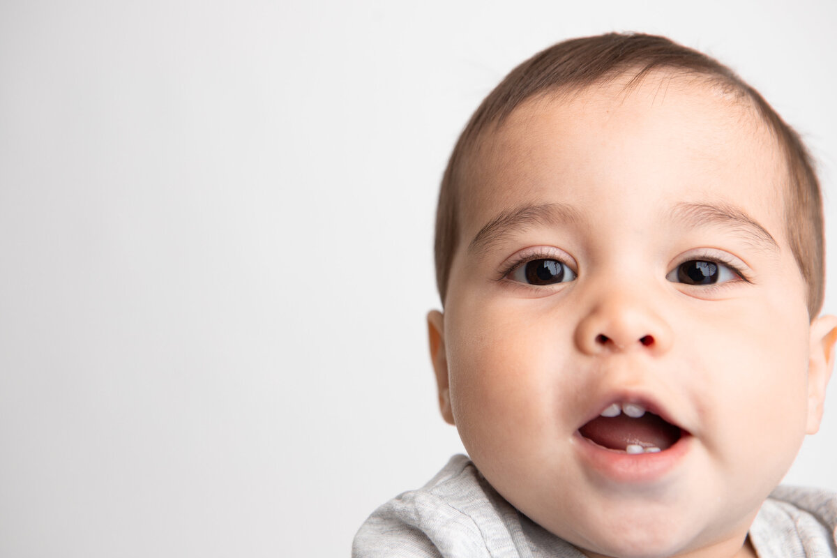 YEG studio portrait little boy on plain white backdrop