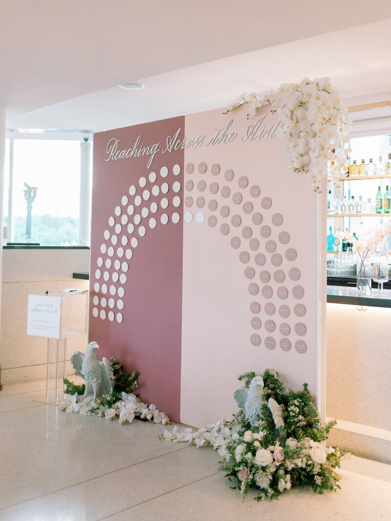 ESCORT CARD DISPLAY WITH HANDWRITTEN SCRIPT USED FOR THE SIGNAGE PRODUCTION