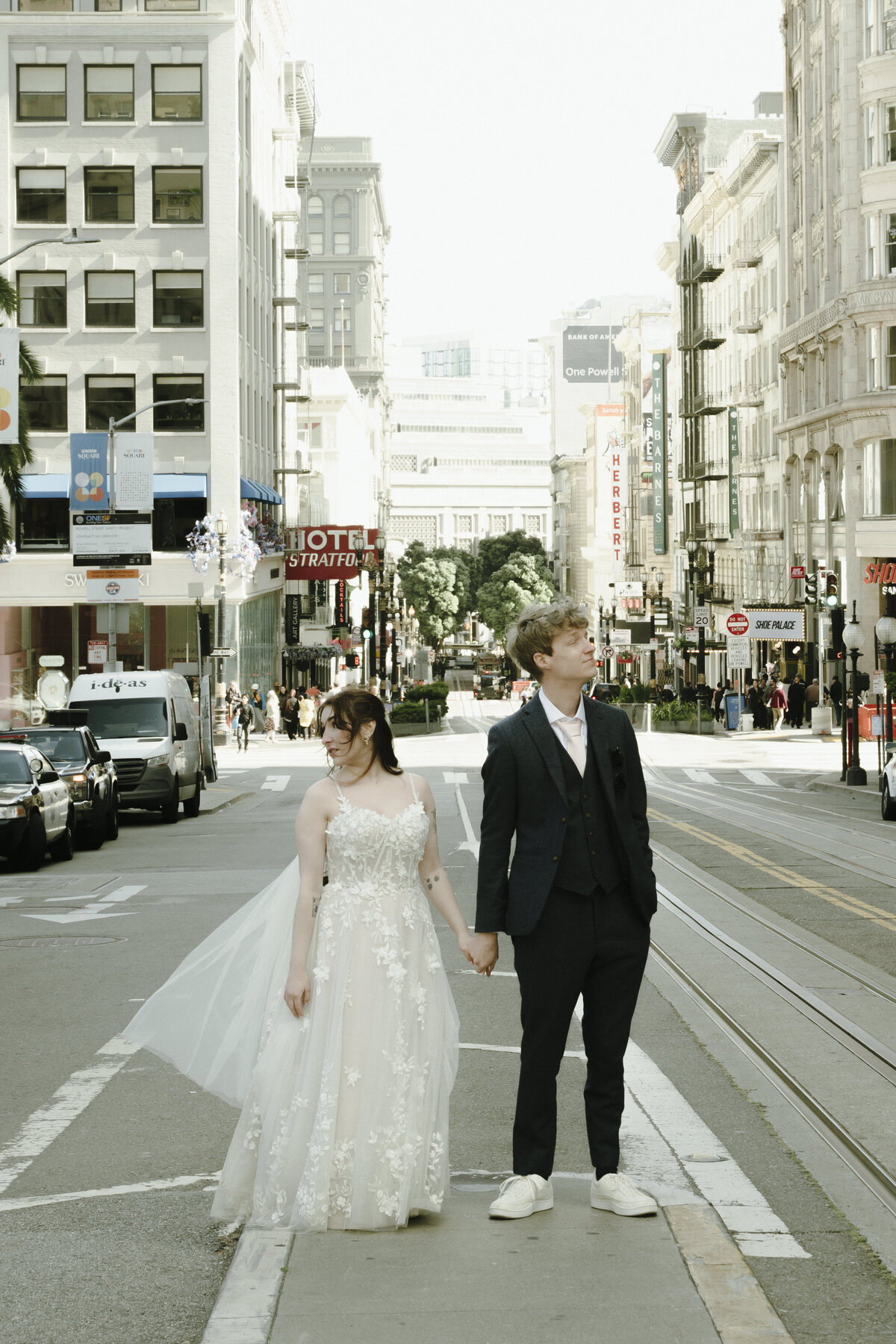 Bride and Groom in China Town in San Francisco, California