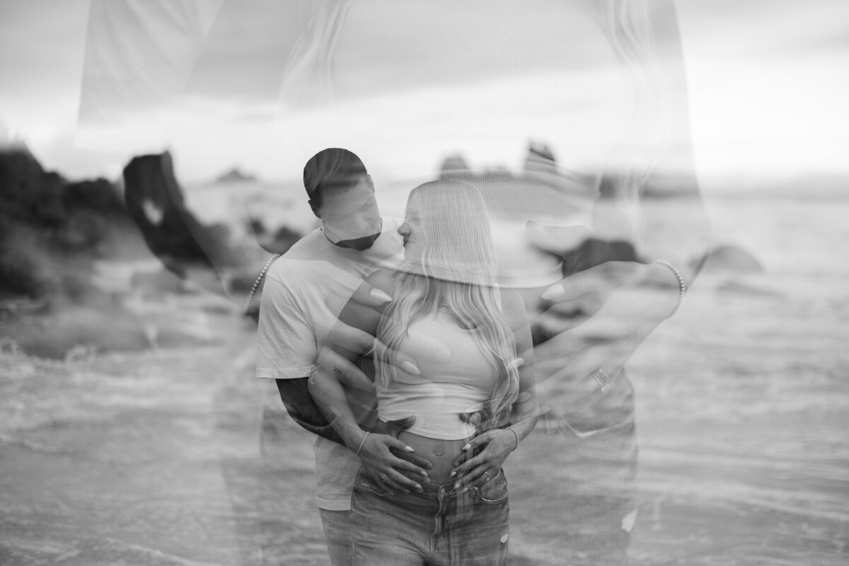 double exposure maternity photo