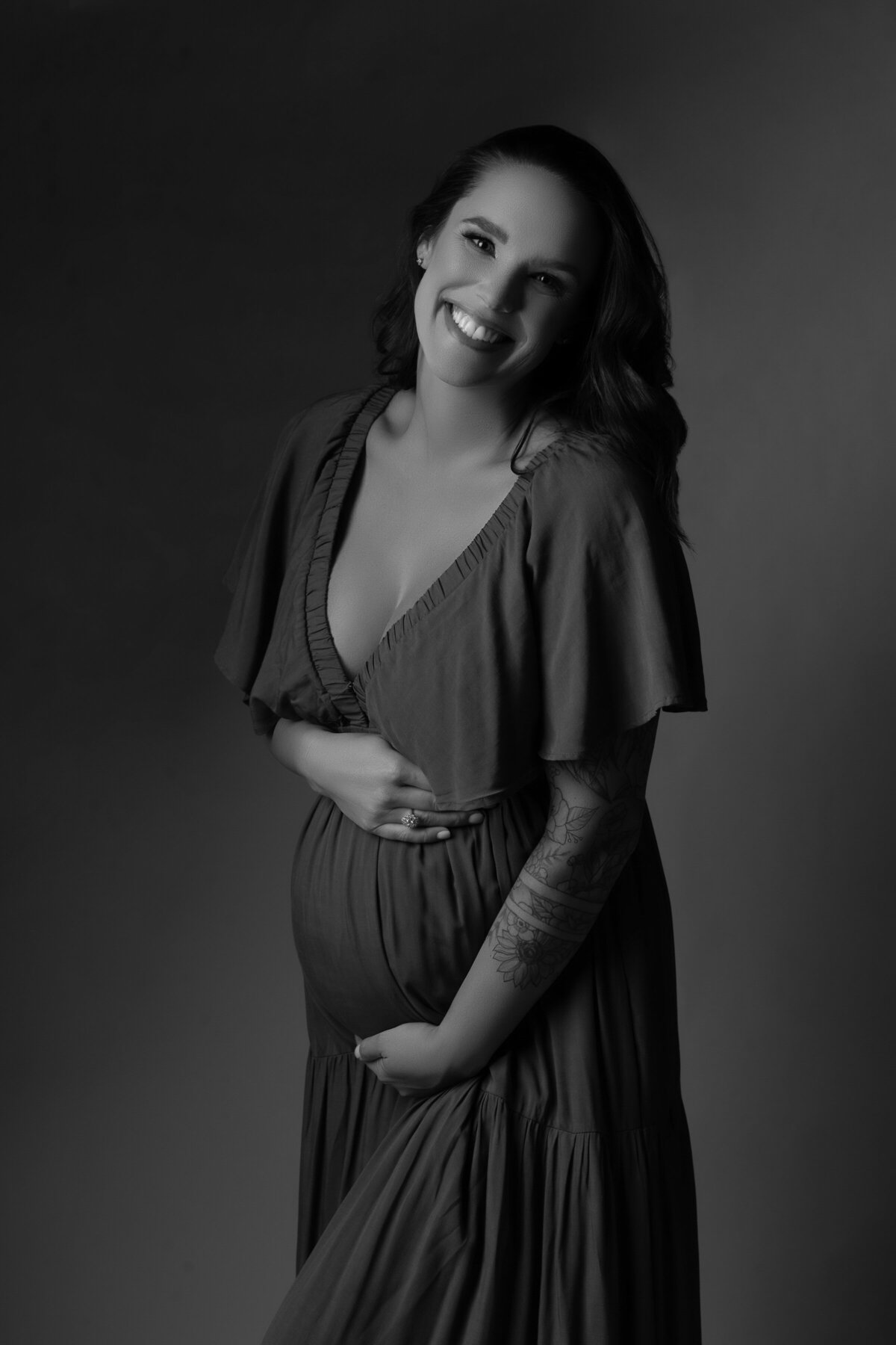 In BW Raleigh NC Maternity Portrait Photographer 15