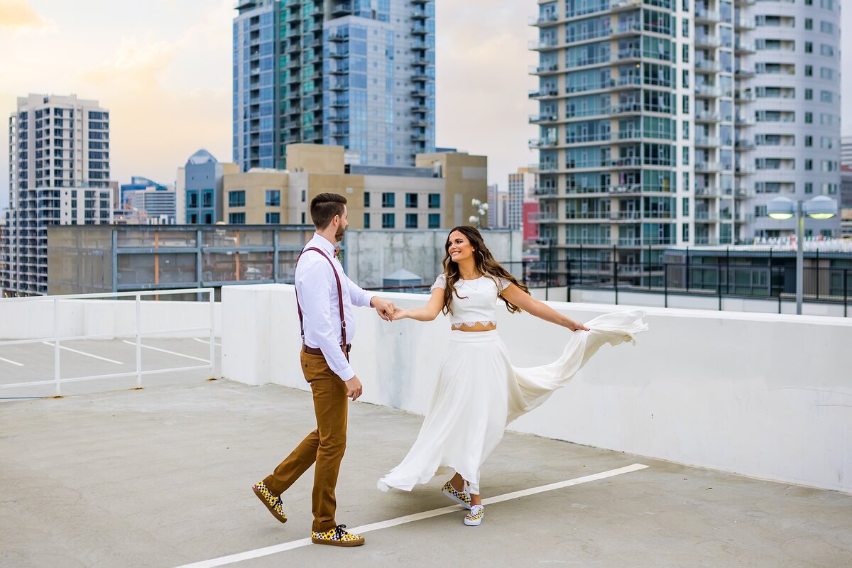 Couple dancing on a rooftop in San Diego