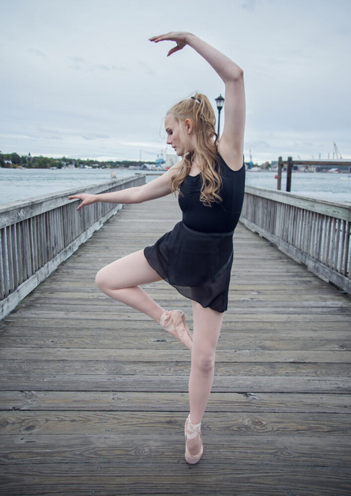Ballet dancer on bridge in Portsmouth New Hampshire