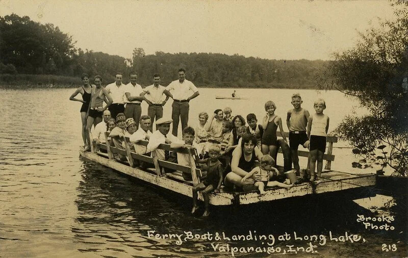 Ferry+Boat+and+Landing+at+Long+Lake,+circa+1930+-+Valparaiso,+Indiana