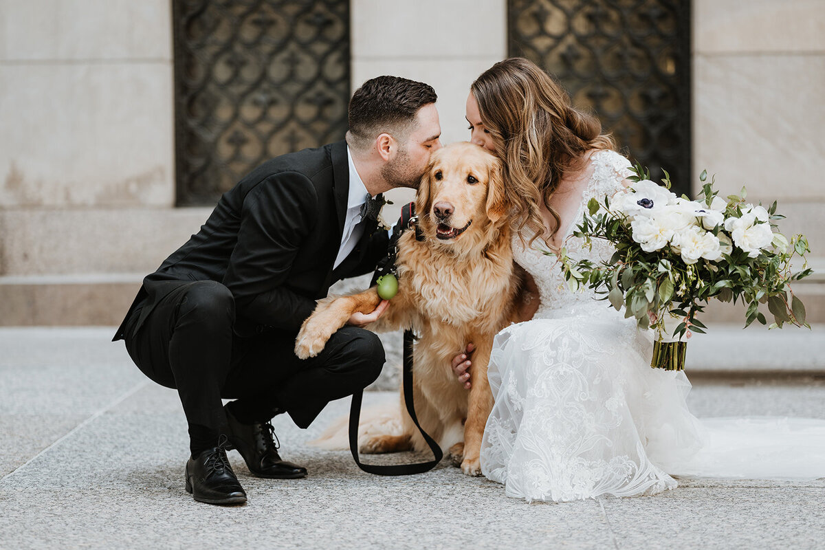 Wedding Photos with Golden Retriever