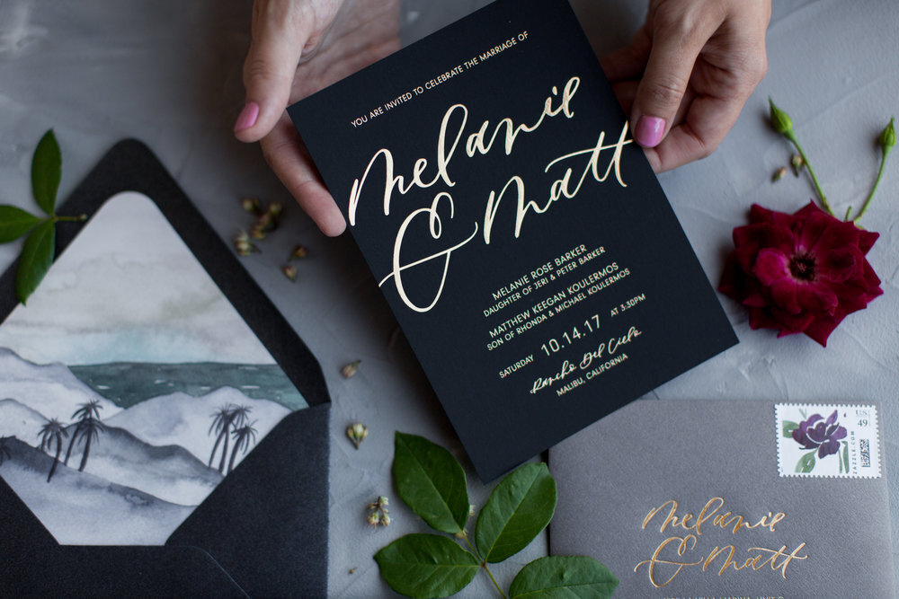 gold+and+black+wedding+invitations