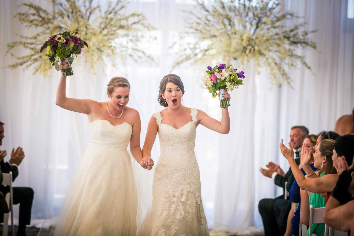 two brides celebrating getting married