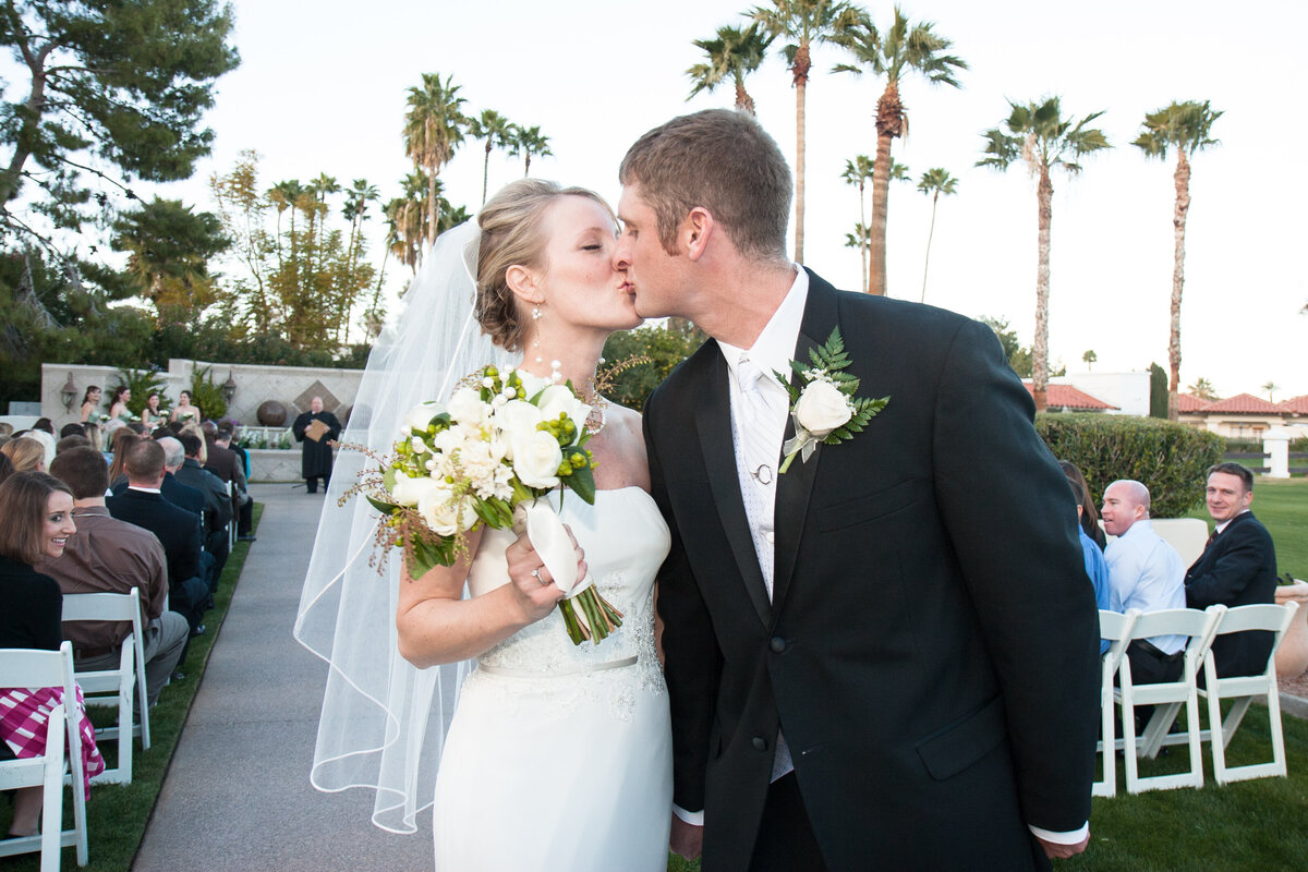 bride and groom just married by phoenix wedding photographer