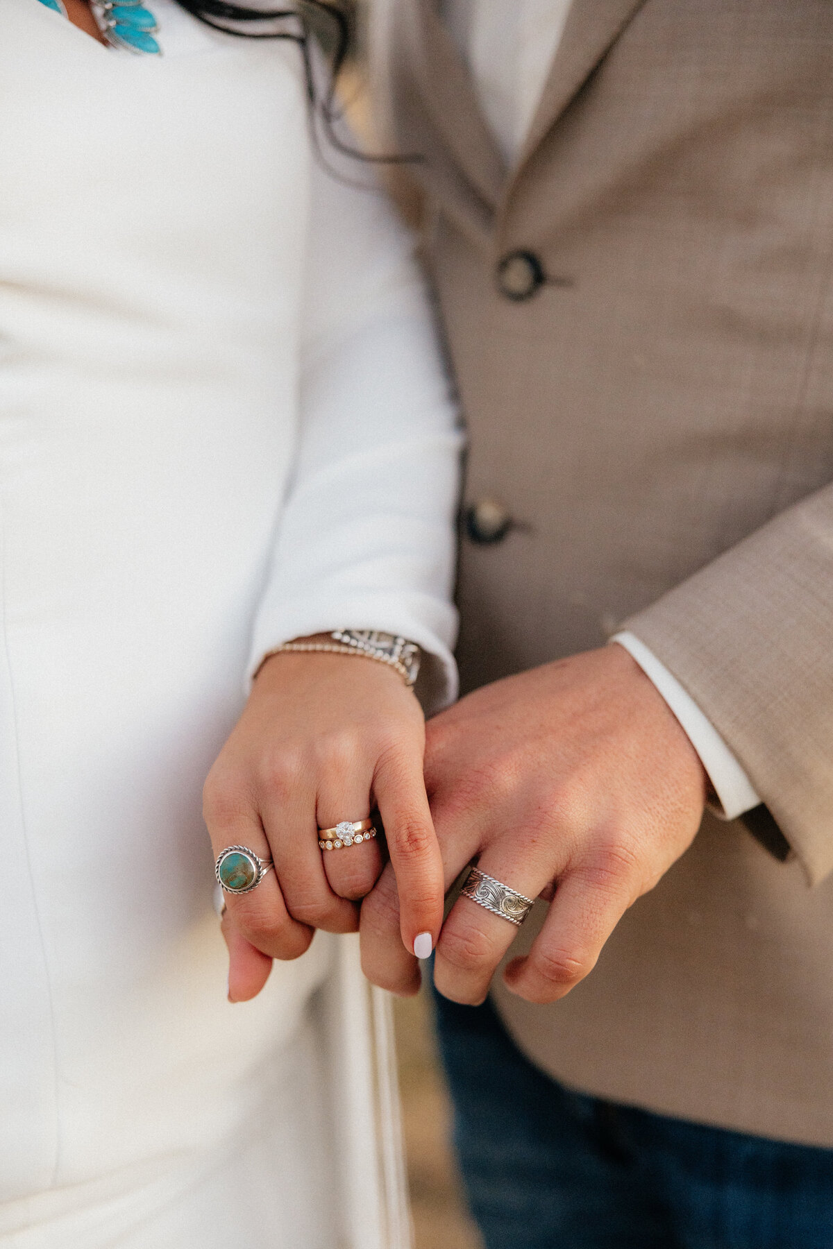 Tiernee and Nick showing off their rings at Battle Creek Campground in Hermosa, South Dakota.