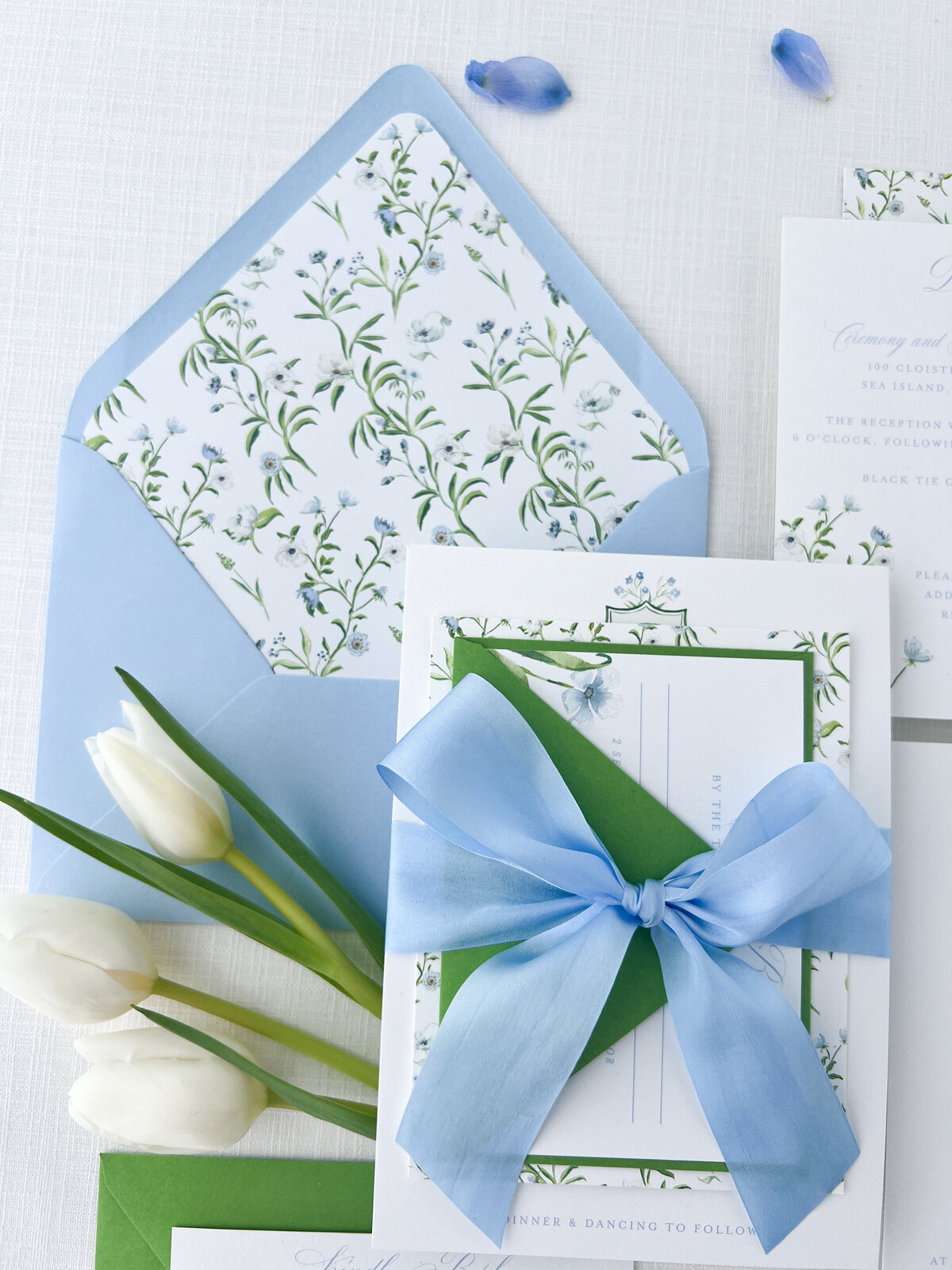a botanical illustration printed on an envelope liner
