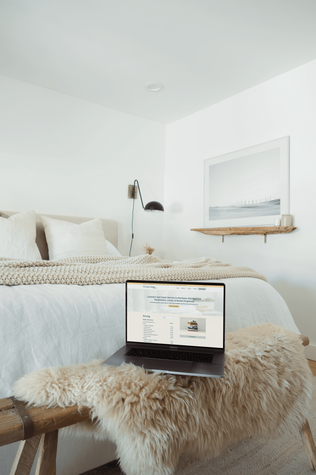 Elegant website design styled in a cozy neutral palette with clear typography, perfect for creative entrepreneurs seeking clarity.