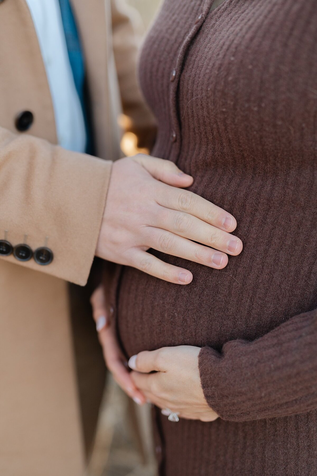 Pregnant belly close up shot during a Milwaukee maternity photo session