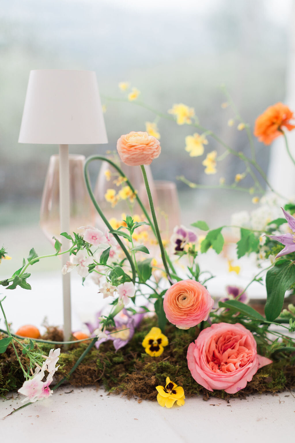 pink and wildflower floral design for wedding