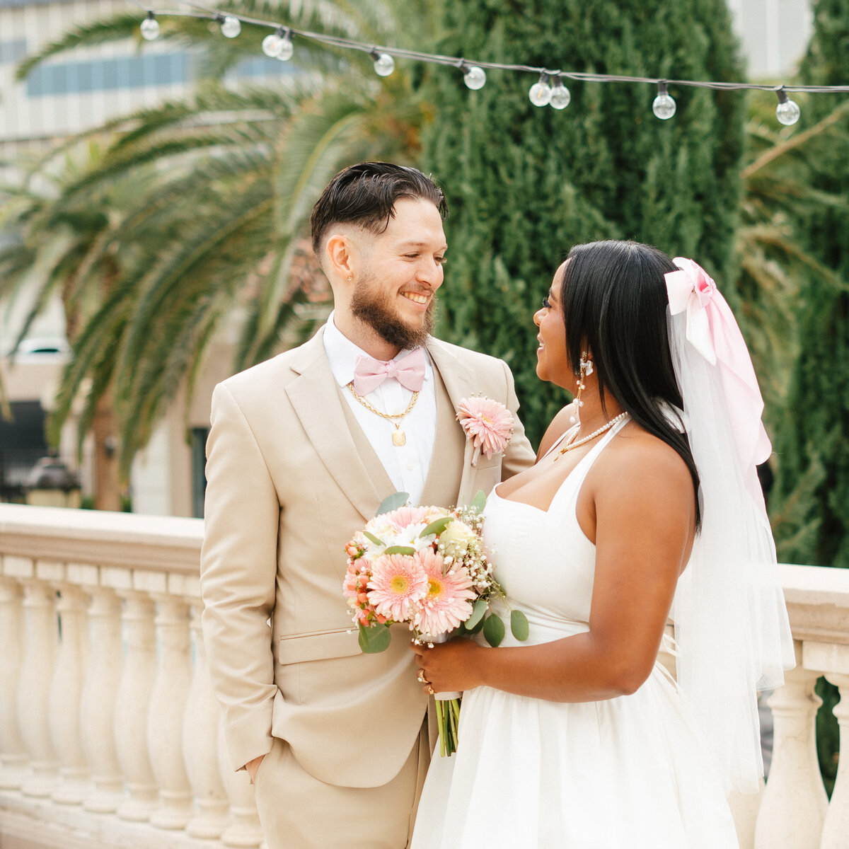 bride and groom stare into each others eyes at the stirling club in las vegas, nv