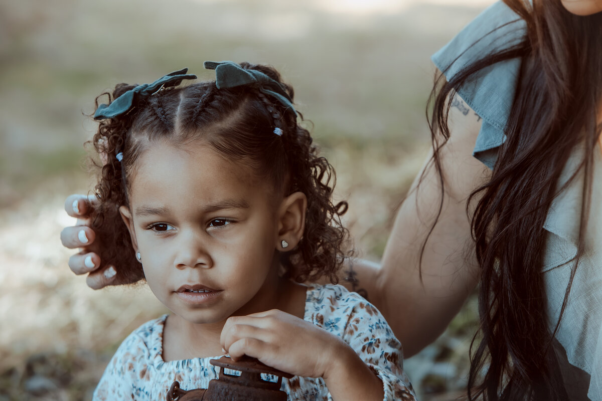 Mother Fixing Daughter’s Hair – Prospect Park Redlands Family Lifestyle Session