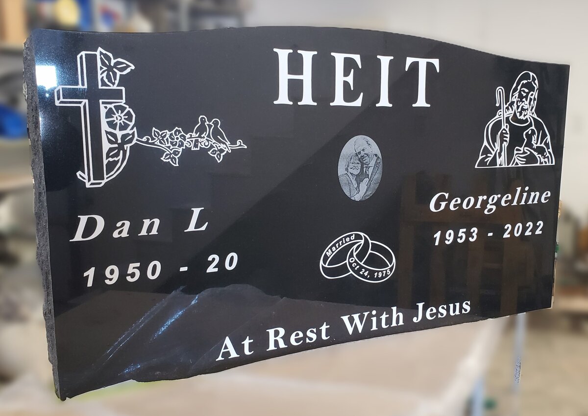 married couple custom engraved headstone saskatoon saskatchewan