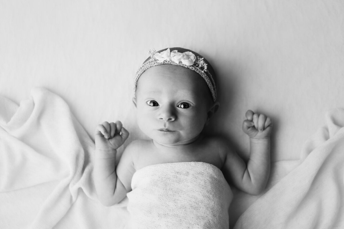 Newborn black and white photo