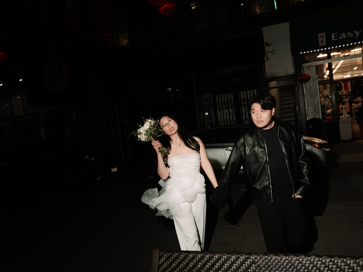 Candid engagement photos Chinatown San Francisco street style wedding photographer