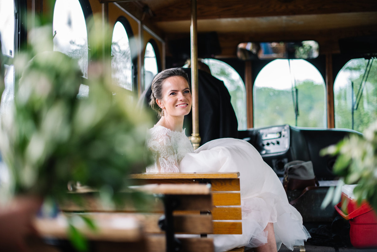 Bride on trolley