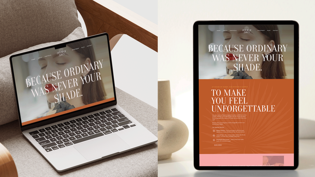 Website design mockup of a makeup artist website 